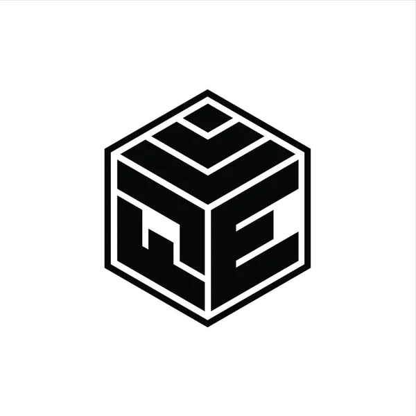 Logo Monogram Med Sekskant Geometrisk Form Isoleret Skitse Design Skabelon - Stock-foto