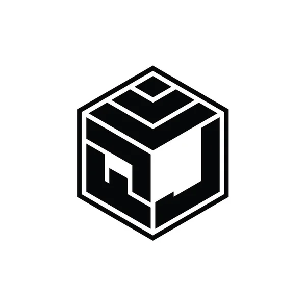 Logo Monogram Met Hexagonale Geometrische Vorm Geïsoleerd Schema Ontwerp Template — Stockfoto
