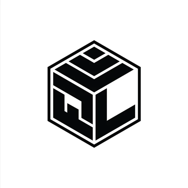 Monograma Logotipo Com Formato Geométrico Hexágono Modelo Design Contorno Isolado — Fotografia de Stock
