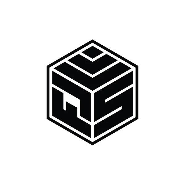 Logo Monograma Con Forma Geométrica Hexágono Plantilla Diseño Contorno Aislado —  Fotos de Stock