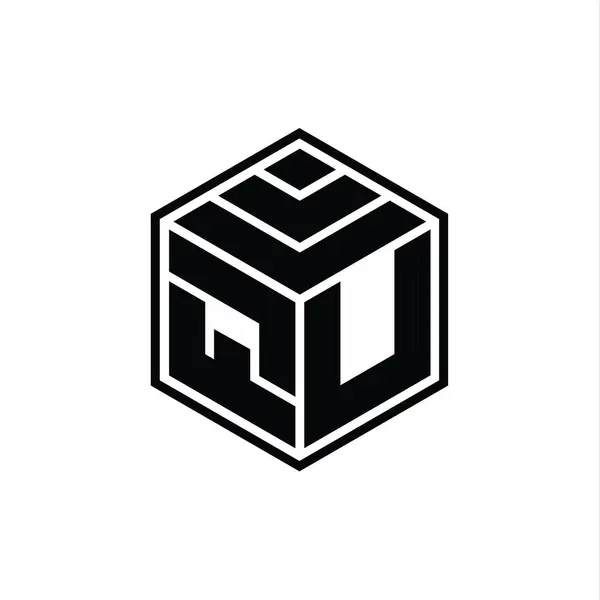 Logo Monograma Con Forma Geométrica Hexágono Plantilla Diseño Contorno Aislado — Foto de Stock