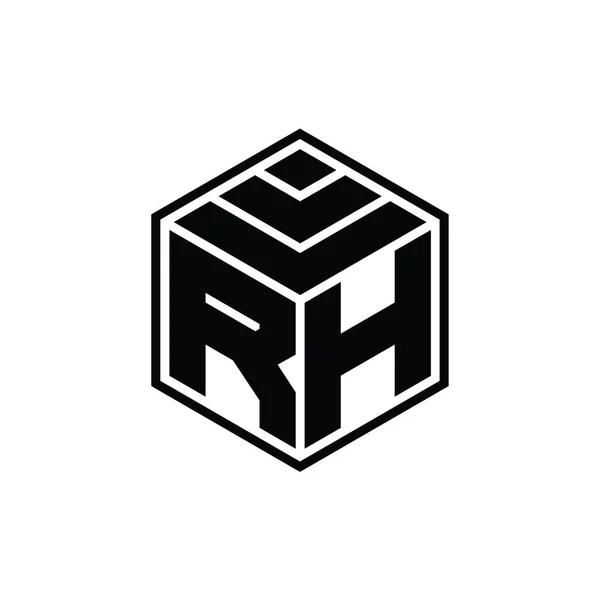 Logo Monogram Hatszögletű Geometriai Alakú Elszigetelt Vázlatos Tervezési Sablonnal — Stock Fotó