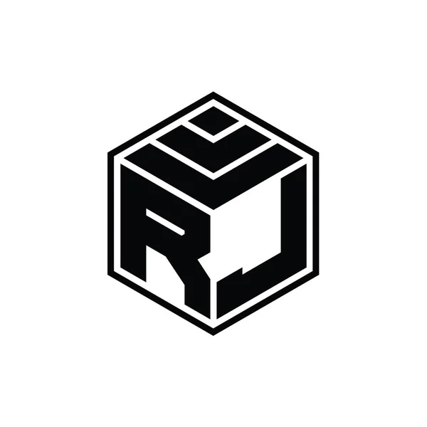 Logo Monogram Šestiúhelníkovým Geometrickým Tvarem Izolovaný Obrys Design Šablony — Stock fotografie