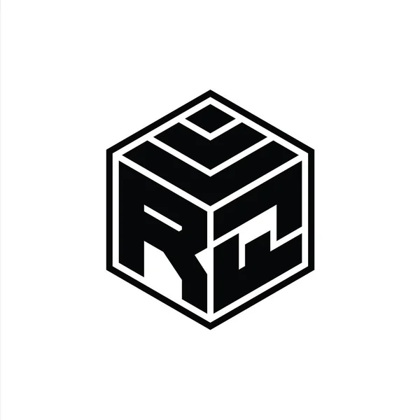 Logo Monogram Met Hexagonale Geometrische Vorm Geïsoleerd Schema Ontwerp Template — Stockfoto