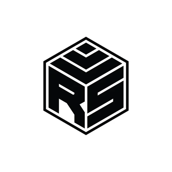 Logo Monogram Šestiúhelníkovým Geometrickým Tvarem Izolovaný Obrys Design Šablony — Stock fotografie