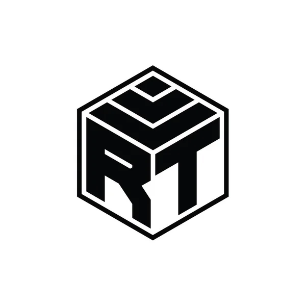 Monograma Logotipo Con Forma Geométrica Hexágono Plantilla Diseño Contorno Aislado — Foto de Stock