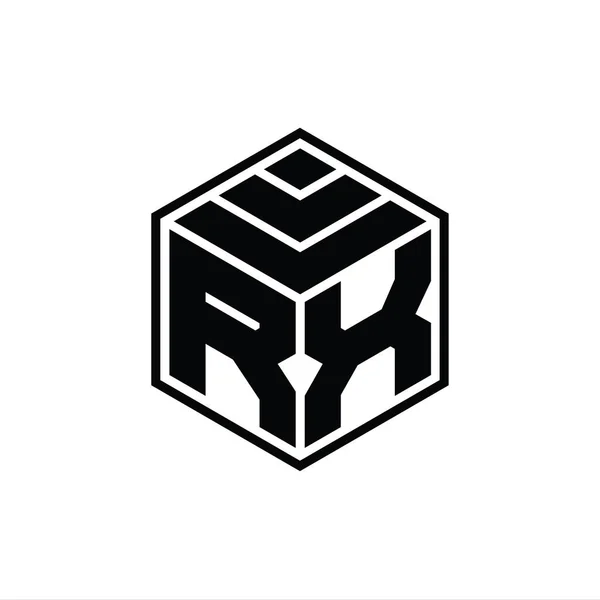 Monogram Logo Sześciokątnym Geometrycznym Kształtem Odizolowanego Szkicu Szablonu Projektu — Zdjęcie stockowe