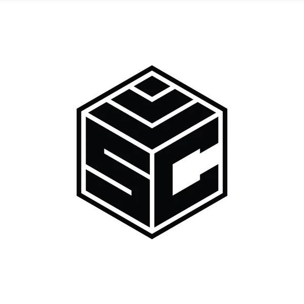 Logo Monogram Med Hexagongeometrisk Form Isolerad Skiss Design Mall — Stockfoto