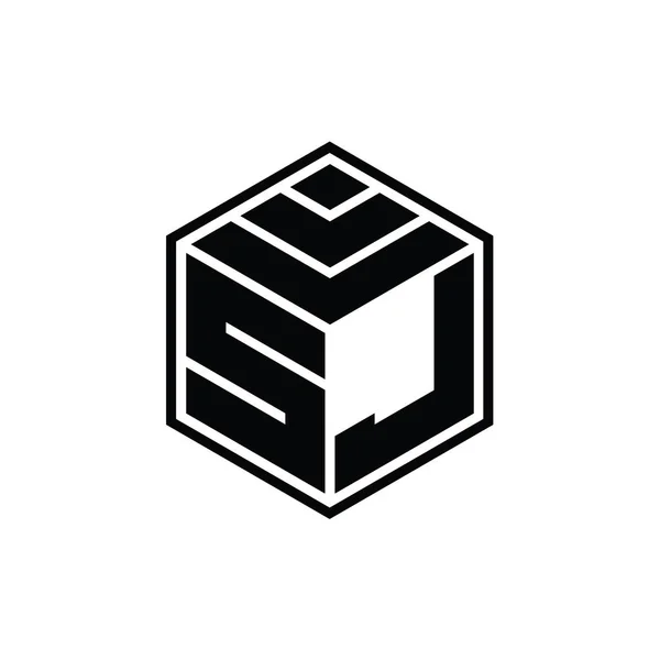 Logo Monogram Hexagon Geometric Shape Isolated Outline Design Template — Stock Photo, Image