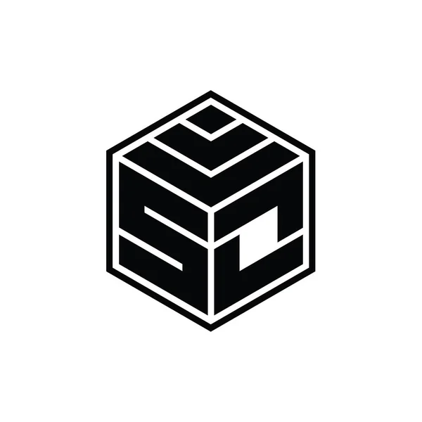 Monograma Logotipo Con Forma Geométrica Hexágono Plantilla Diseño Contorno Aislado —  Fotos de Stock