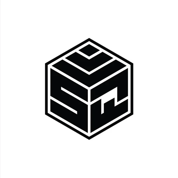 Monograma Logotipo Com Forma Geométrica Hexágono Modelo Design Contorno Isolado — Fotografia de Stock