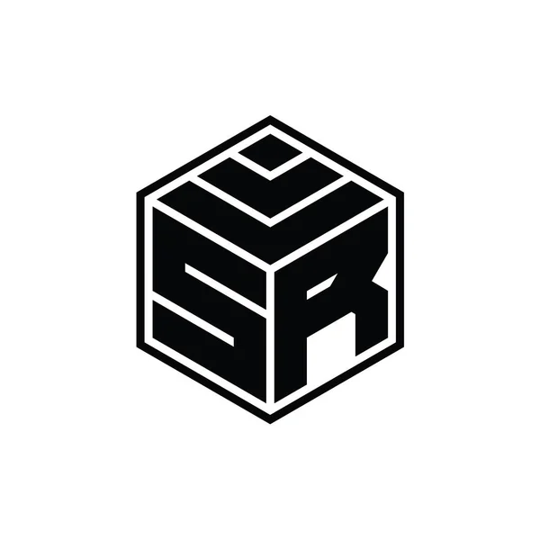 Logo Monogram Dengan Bentuk Geometris Heksagon Templat Desain Outline Terisolasi — Stok Foto