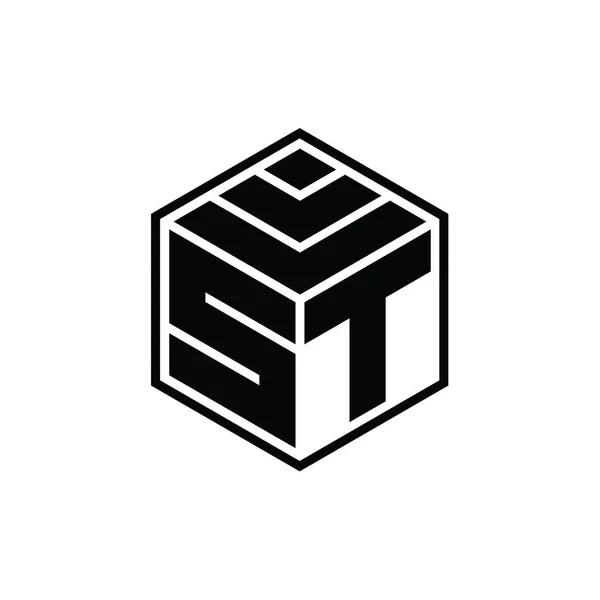 Logotyp Monogram Med Hexagon Geometrisk Form Isolerad Skiss Design Mall — Stockfoto