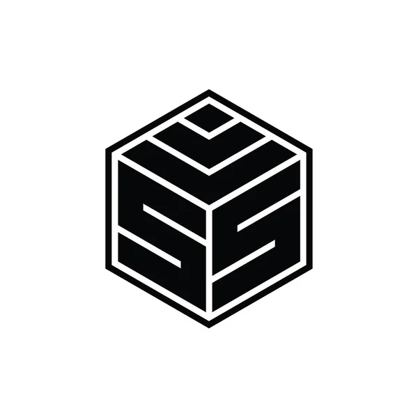 Logotyp Monogram Med Sexkantig Geometrisk Form Isolerad Skiss Designmall — Stockfoto