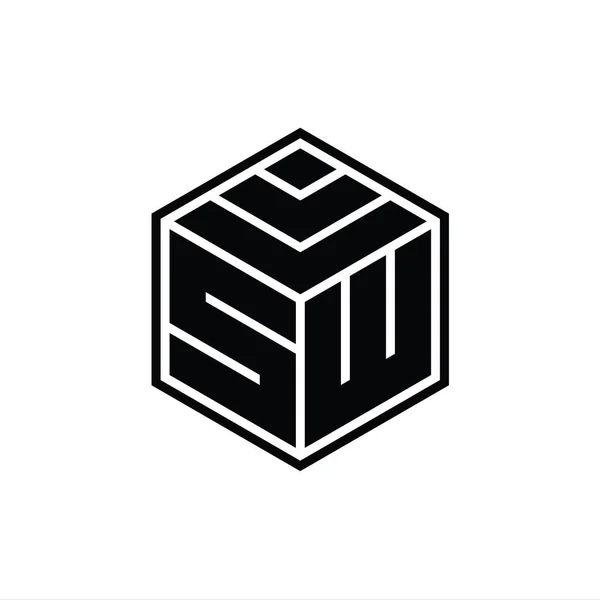 Logo Monogram Dengan Bentuk Heksagon Geometris Terisolasi Templat Desain Outline — Stok Foto