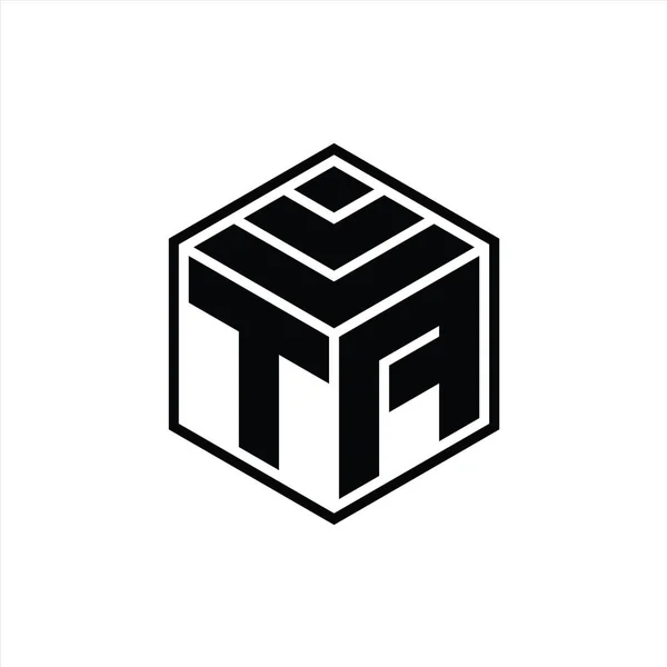 Monogram Logo Sześciokątnym Geometrycznym Kształtem Odizolowanego Szablonu Szkicowego — Zdjęcie stockowe