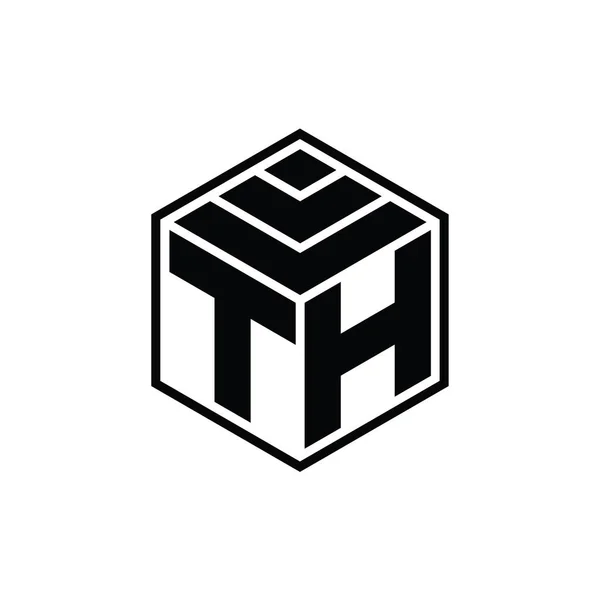 Logotypisk Monogram Med Hexagongeometrisk Form Isolerad Skissdesign Mall — Stockfoto
