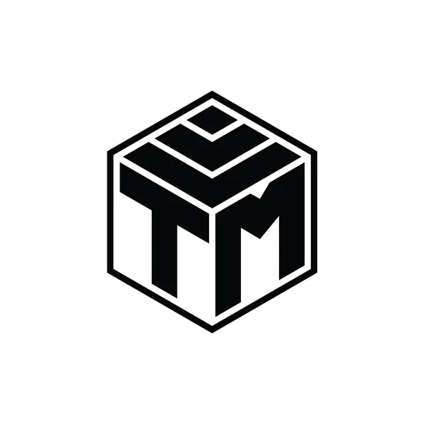 Logotyp Monogram Med Hexagongeometrisk Form Isolerad Skissdesign Mall — Stockfoto