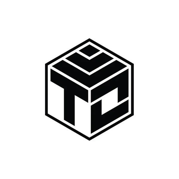 Логотип Монограма Шестикутною Геометричною Формою Ізольований Шаблон Контуру Дизайну — стокове фото