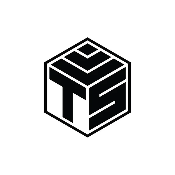 Logo Monogramm Mit Sechseckiger Geometrischer Form Isolierte Konturentwurfsvorlage — Stockfoto