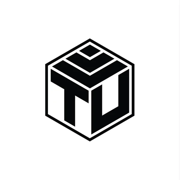 Монограма Логотипу Шестикутною Геометричною Формою Ізольованого Шаблону Контуру — стокове фото