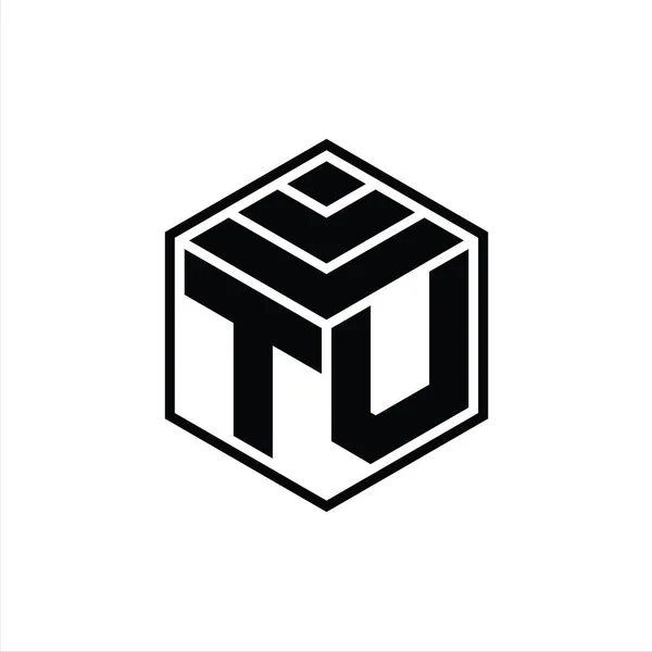 Μονόγραμμα Logo Εξάγωνο Γεωμετρικό Σχήμα Απομονωμένο Περίγραμμα Σχεδιαστικό Πρότυπο — Φωτογραφία Αρχείου