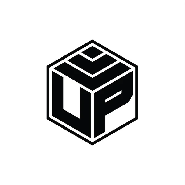 Logo Monogram Med Hexagon Geometrisk Form Isolerad Skiss Design Mall — Stockfoto