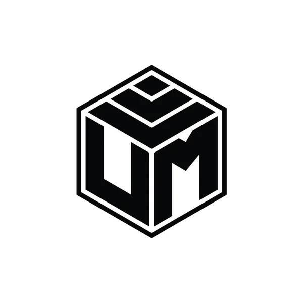 Monografia Logo Sześciokątnym Geometrycznym Kształtem Odizolowanego Szablonu Szkicowego — Zdjęcie stockowe