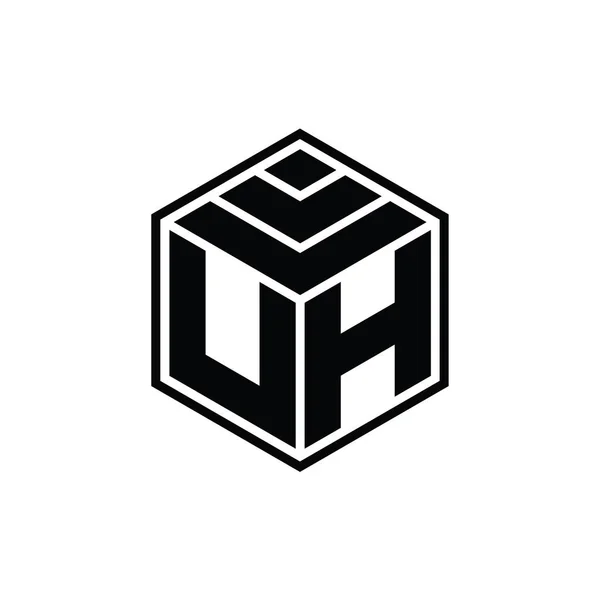 Logo Monograma Com Forma Geométrica Hexágono Modelo Design Contorno Isolado — Fotografia de Stock