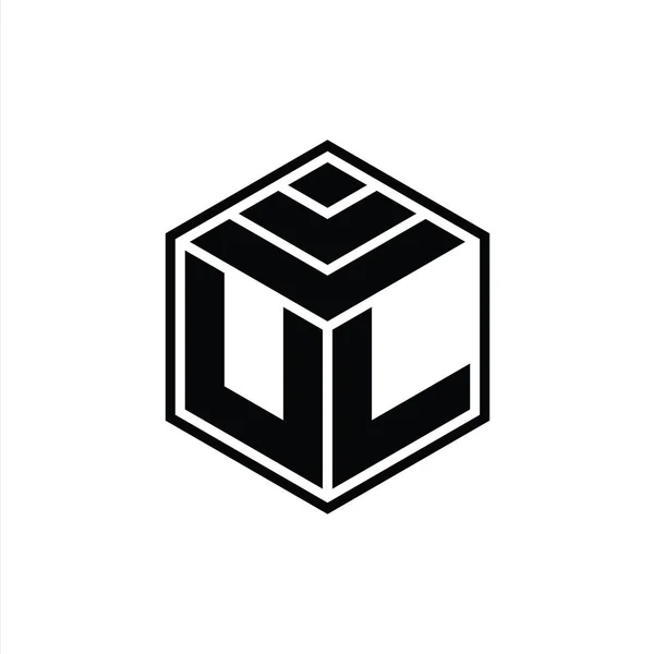 Μονογράφημα Λογότυπου Εξάγωνο Γεωμετρικό Σχήμα Απομονωμένο Περίγραμμα Σχεδιαστικό Πρότυπο — Φωτογραφία Αρχείου