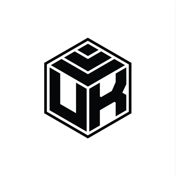 Altıgen Geometrik Şekil Izole Tasarım Şablonu Ile Logo Monogramı — Stok fotoğraf