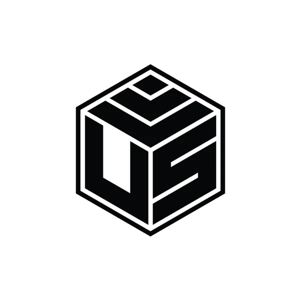 Usa Logo Monogramma Con Forma Geometrica Esagonale Modello Design Isolato — Foto Stock