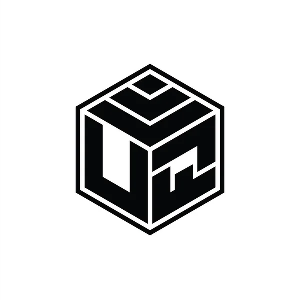 Monogram Logo Dengan Bentuk Geometris Heksagon Templat Desain Outline Terisolasi — Stok Foto