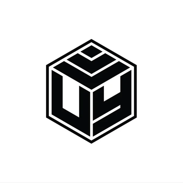 Monogram Logo Dengan Bentuk Segi Enam Bentuk Geometris Terisolasi Templat — Stok Foto