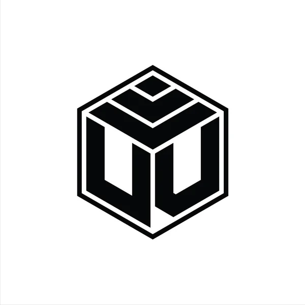 Μονογράφημα Logo Εξάγωνο Γεωμετρικό Σχήμα Απομονωμένο Περίγραμμα Σχεδιαστικό Πρότυπο — Φωτογραφία Αρχείου
