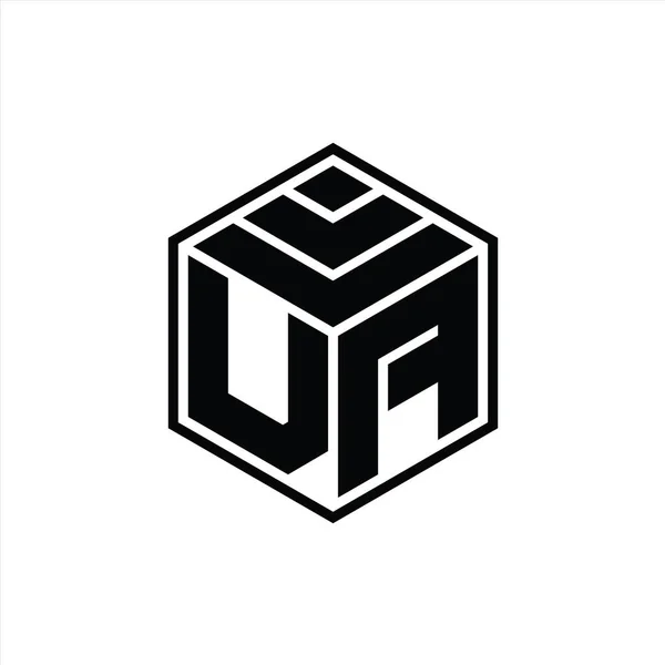 Logo Monogramă Formă Geometrică Hexagonală Șablon Izolat Design Contur — Fotografie, imagine de stoc