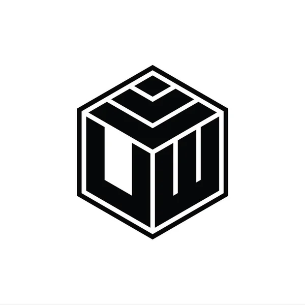 Monogram Logo Dengan Bentuk Segi Enam Bentuk Geometris Terisolasi Templat — Stok Foto