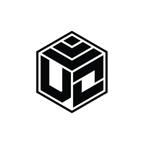 Altıgen Geometrik Şekilli Logo Monogramı Izole Edilmiş Tasarım Şablonu — Stok fotoğraf