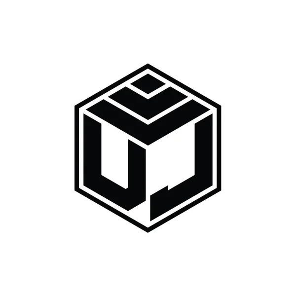 Logo Монограма Шестикутною Геометричною Формою Ізольований Шаблон Контуру Дизайну — стокове фото