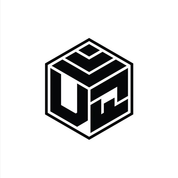 Monograma Logo Ului Șablon Design Izolat Formă Geometrică Hexagonală — Fotografie, imagine de stoc