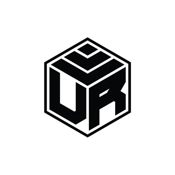 Logotyp Monogram Med Sexkantig Geometrisk Form Isolerad Skiss Design Mall — Stockfoto