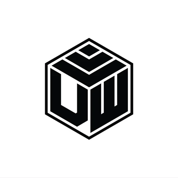 Μονογράφημα Logo Εξάγωνο Γεωμετρικό Σχήμα Απομονωμένο Περίγραμμα Πρότυπο Σχεδιασμού — Φωτογραφία Αρχείου