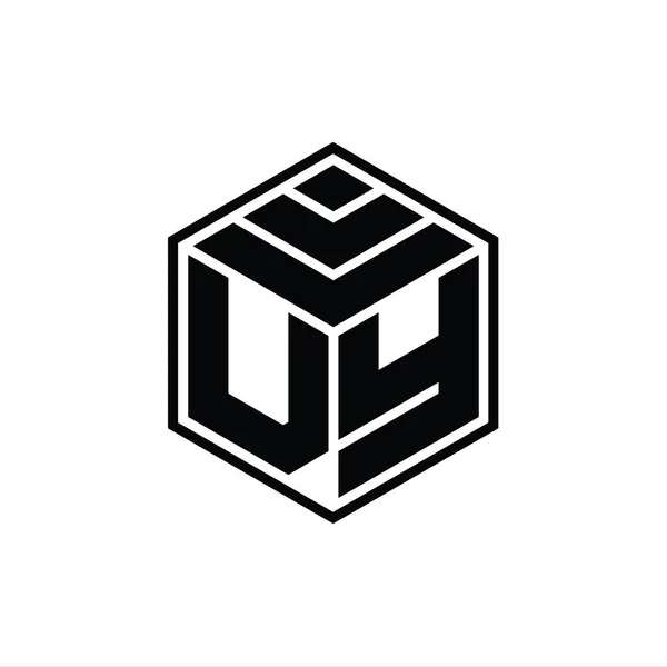 Logotypisk Monogram Med Hexagongeometrisk Form Isolerad Skiss Design Mall — Stockfoto