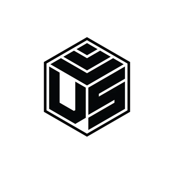 Monogramma Logo Con Forma Geometrica Esagonale Modello Design Isolato Contorno — Foto Stock