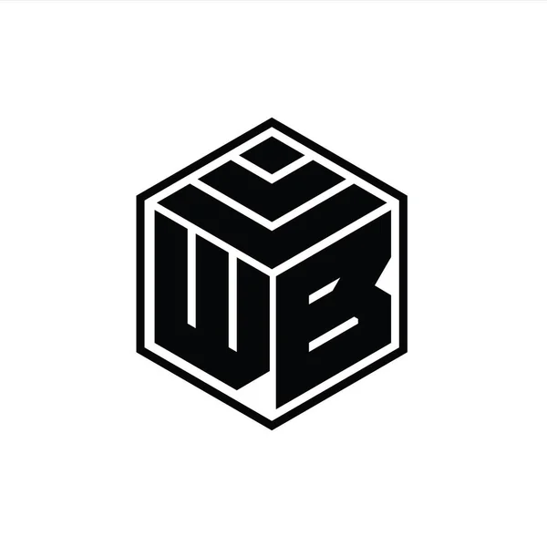Logo Monogramm Mit Sechseckiger Geometrischer Form Isolierte Umrisse Design Vorlage — Stockfoto