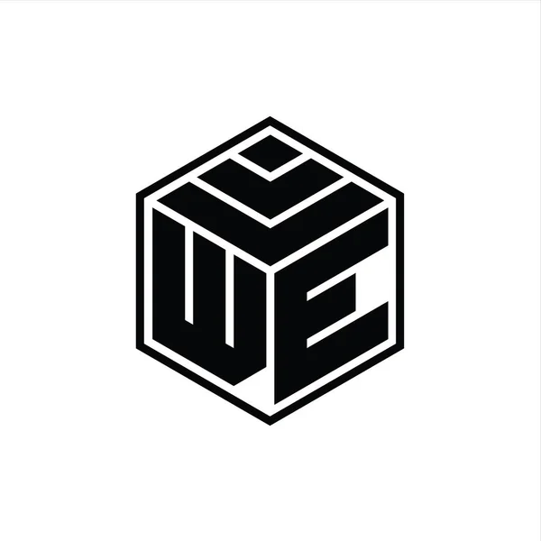 Logo Monogram Hexagon Geometric Shape Isolated Outline Design Template — Stock fotografie
