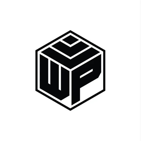 stock image WP Logo monogram with hexagon geometric shape isolated outline design template