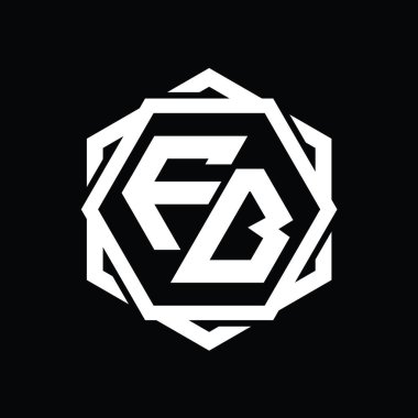 Geometrik soyut izole tasarım şablonu ile FB Logo monogram altıgen şekli