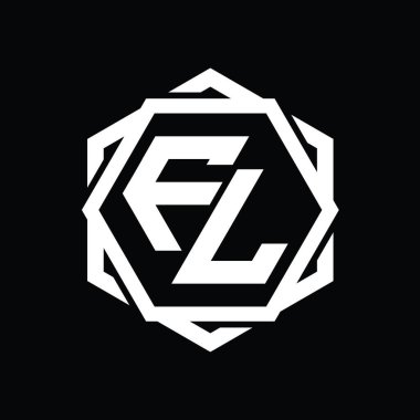 Geometrik soyut izole tasarım şablonu ile FL Logo monogram altıgen şekli