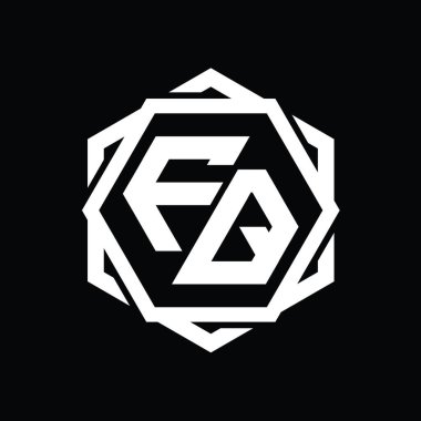 Geometrik soyut izole tasarım şablonu ile FQ Logo monogram altıgen şekli